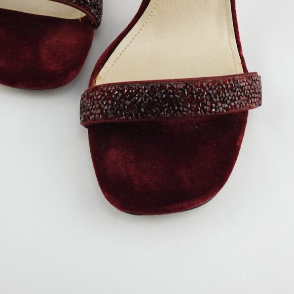 Women's 10 M White House Black Market Burgundy Pink Suede Ankle Strap Shoes Heel - Picture 12 of 13